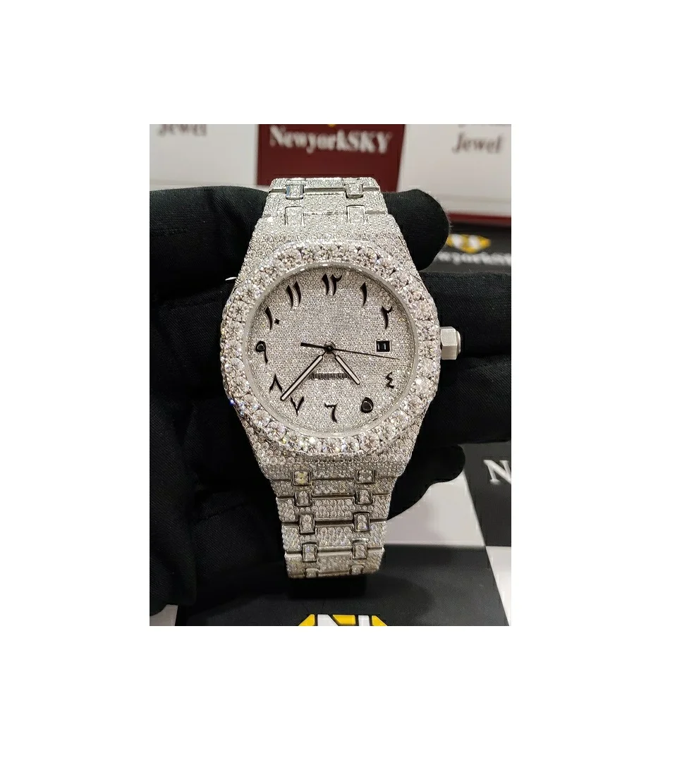 Automatic Movement Mechanical High Quality Handmade VVS Moissanite Diamond Iced Out Male Female Luxury Stainless Steel Watch