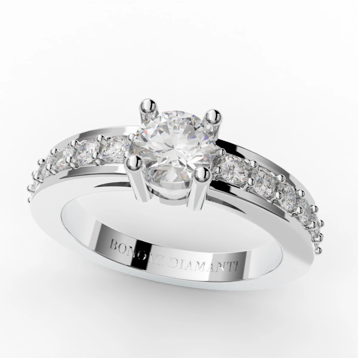 SOC003V Made in Italy gold ring with natural diamonds 0.90-carat 18 kt white gold ring for export fashion jewelry Made in Italy