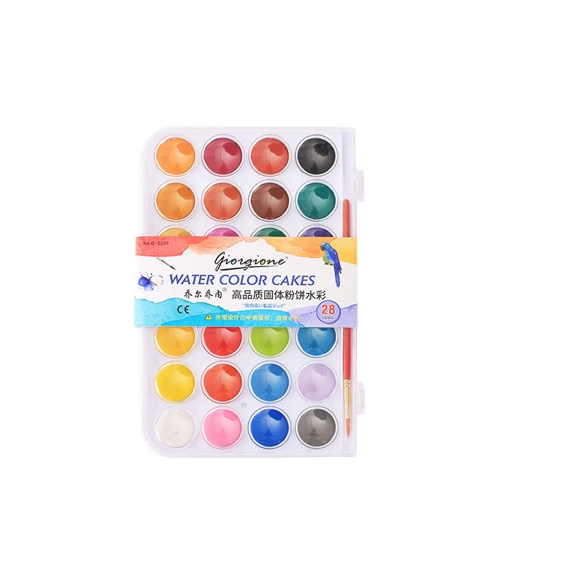 Giorgione Free Samples 28 Colors Solid Watercolor Cakes for Kids School Students Beginners Water color Painting