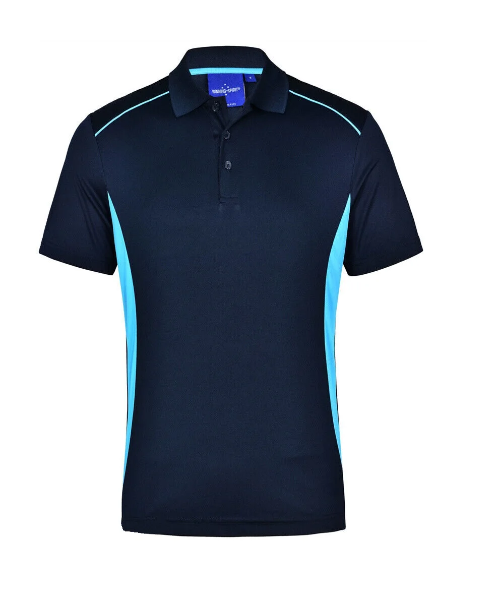 Custom Men Active Polo Shirt Contrast Panel Side Mesh Cool Dry Sports Gym Training Polo Shirts