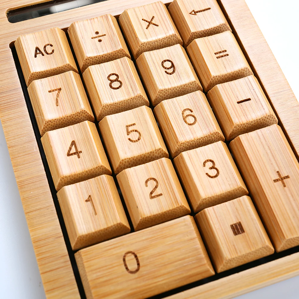 Custom 12 digits wooden Solar Power Bamboo Scientific Calculator