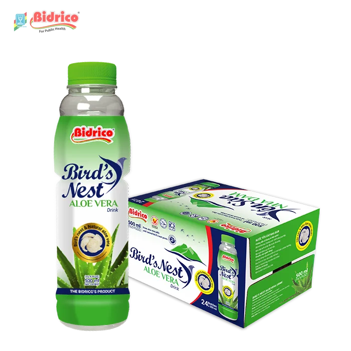 High Quality Bidrico Bird Nest Aloe Vera Drink Bottle 500ml Pet Plastic Carton Box Packing ISO Halal cGMP HACCP Certificate