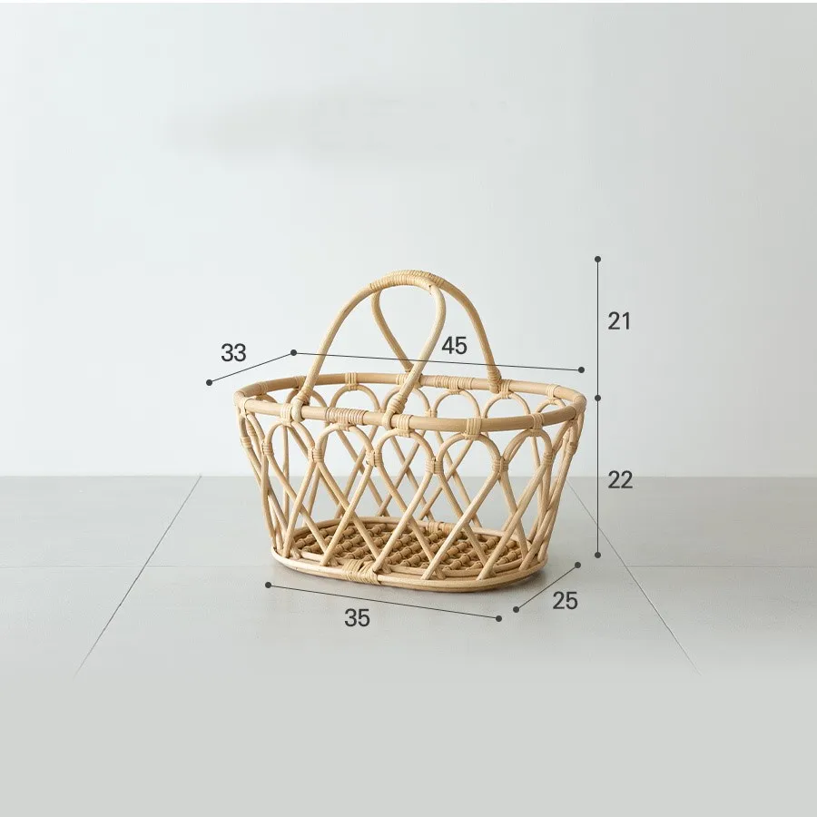 Элегантная корзина для хранения из натурального ротанга с ручкой декоративная пикника фруктов домашний декор