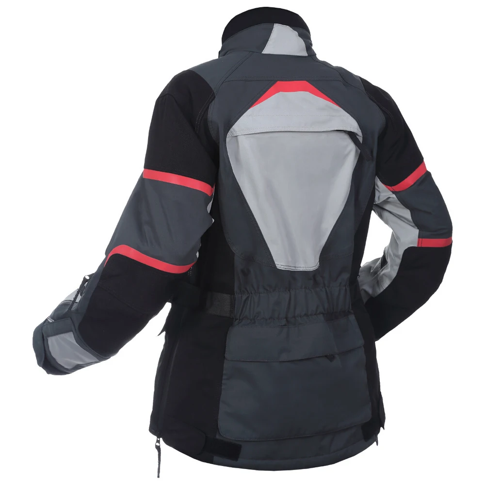 EN17092 ladies textile cordura waterproof motorcycle jacket level 2 protector & adjustable width women motorbike touring jacket