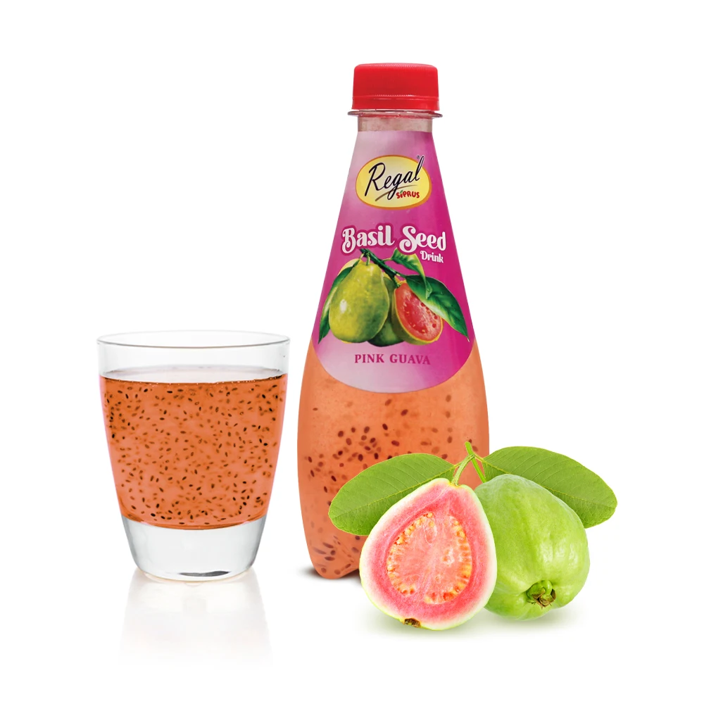 Wholesale Regal Siprus Pink Guava Pulp Juice with Basil seeds
