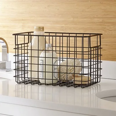 Wire Decorative Storage Baskets Modern Set 2 Handcraft Metal Wire Storage Baskets fruits and vegetables storage basket set