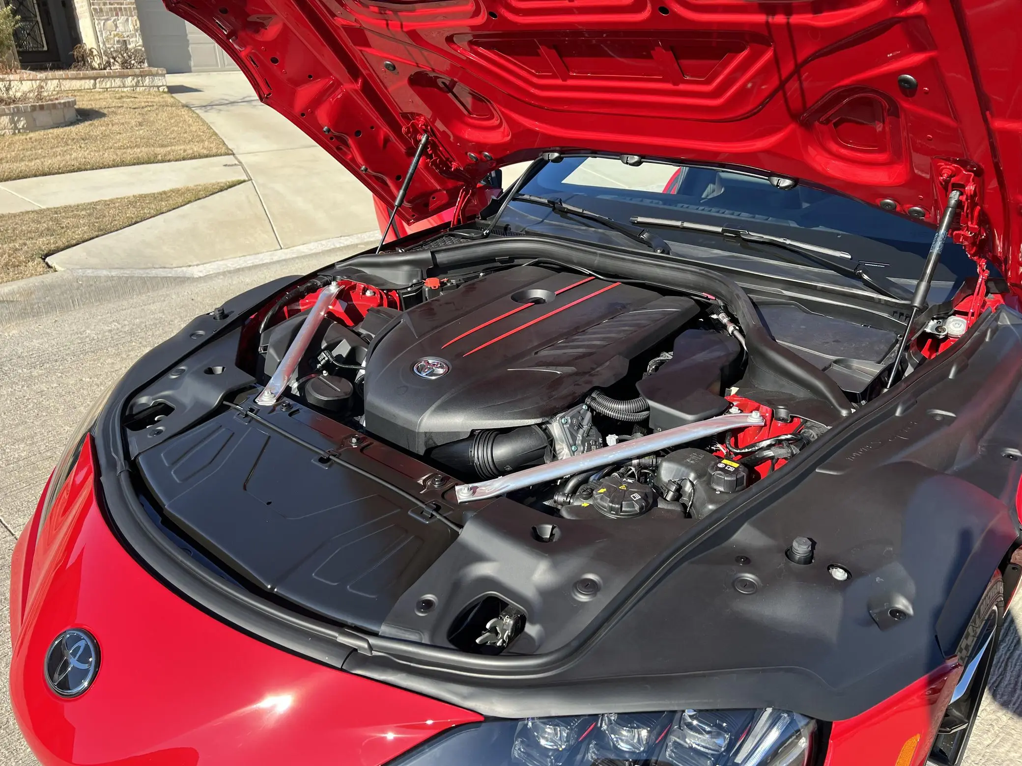 Neatly used 2022 To-yo-ta Supra 3.0 Premium Turbo 6-Cylinder, Renaissance Red coupe car for sale