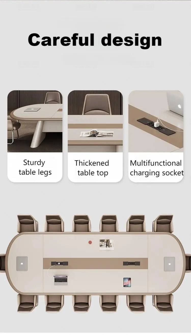 2024 новый овальный современный простой деревянный стол для переговоров нескольких человек встреч и