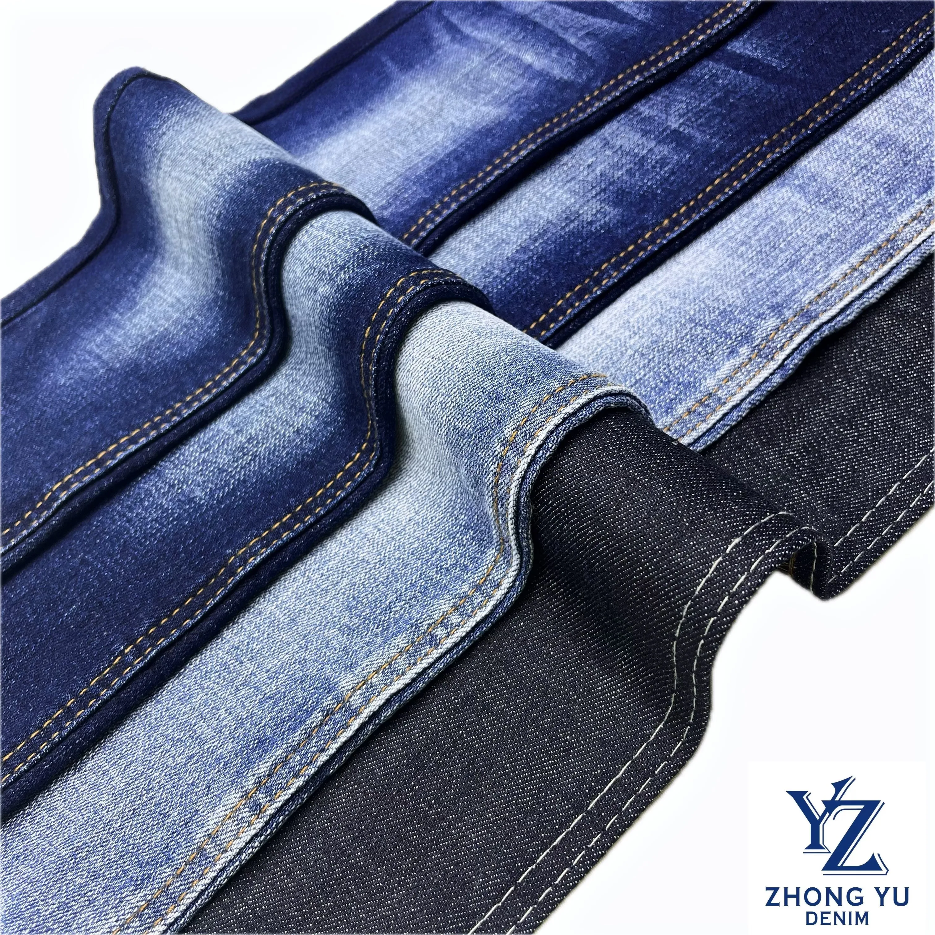 10.5oz Factory Direct Sale 7+7x14 92.5%cotton high stretch slim-fit Jean denim fabric Supplier with 1% elasticity