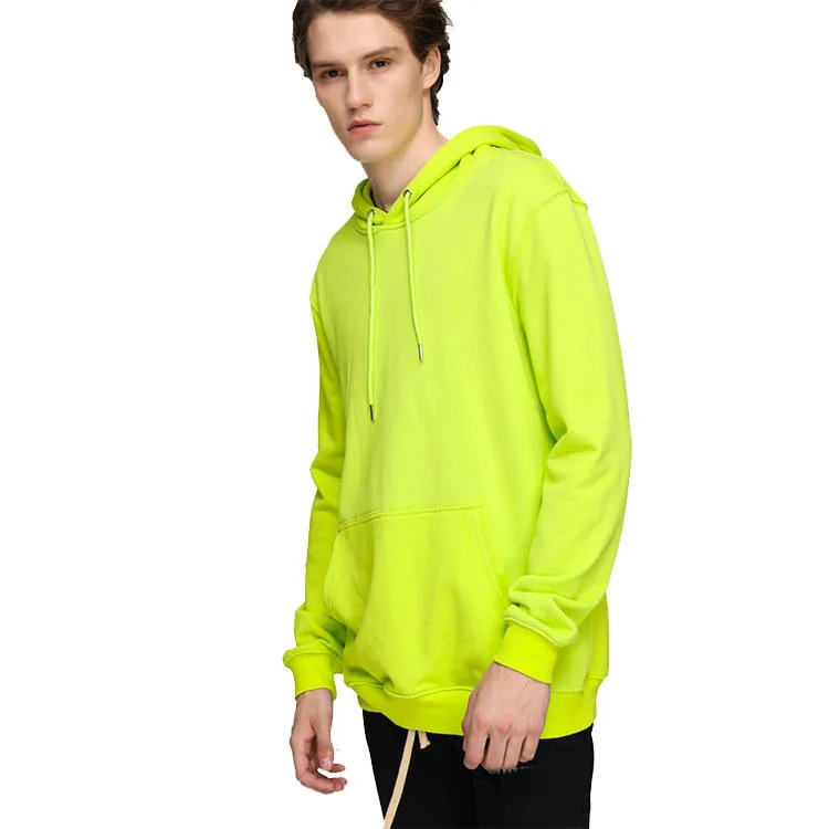 100% Cotton Oversized Fleece Green Hoodies men 320gsm custom plus size pullover Hoodie French Terry Pullover Sweatshirt