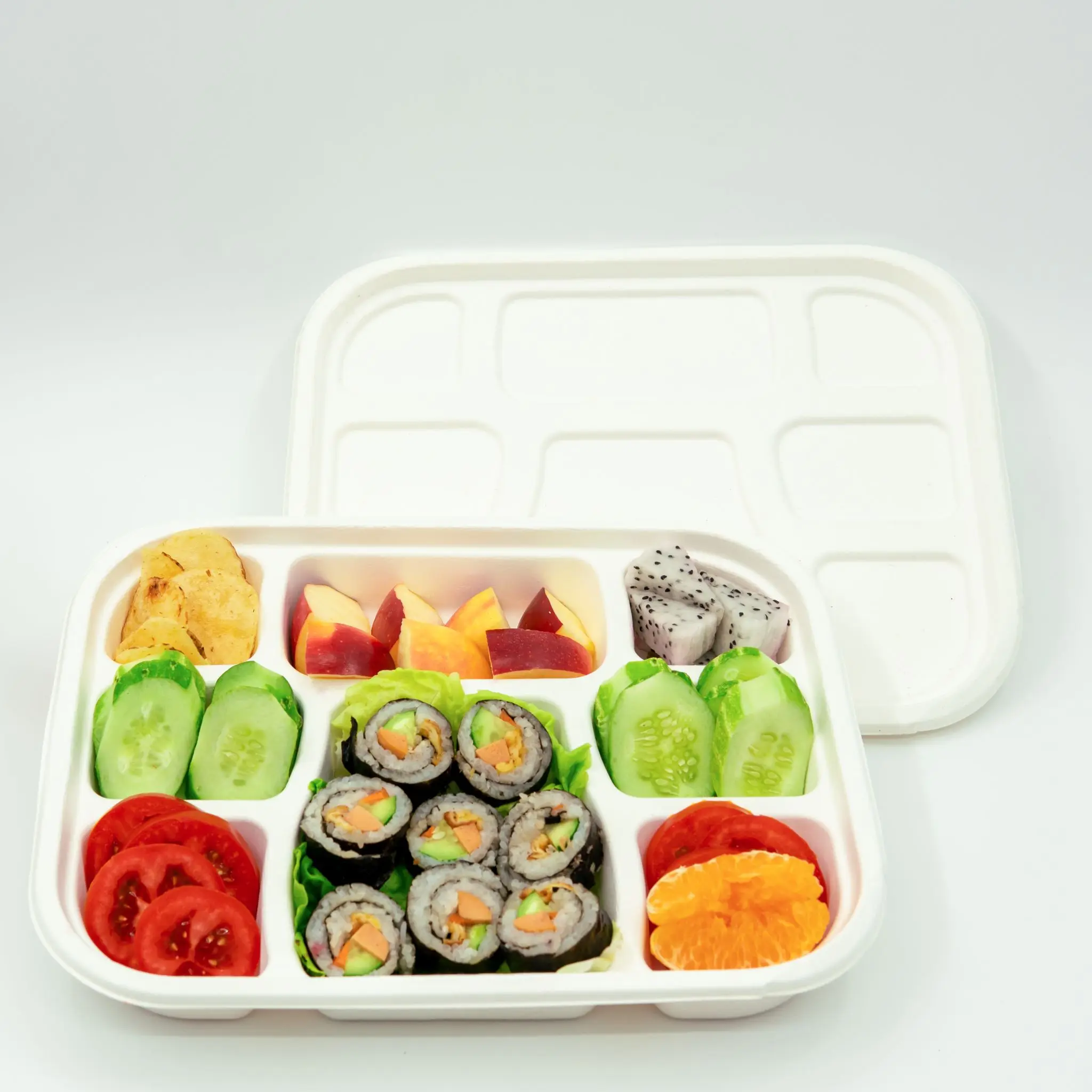 Vietnam Manufacturer New Design Wholesale Disposable Food Container 8 Compartment Corn Starch Degradable Food Packing Box