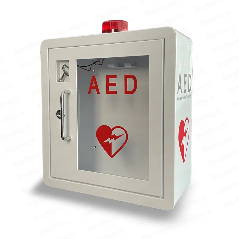 AED Cabinet with Flash Alert and Audible Alarm for Protection AED machine defibrillator portable for emergency in public