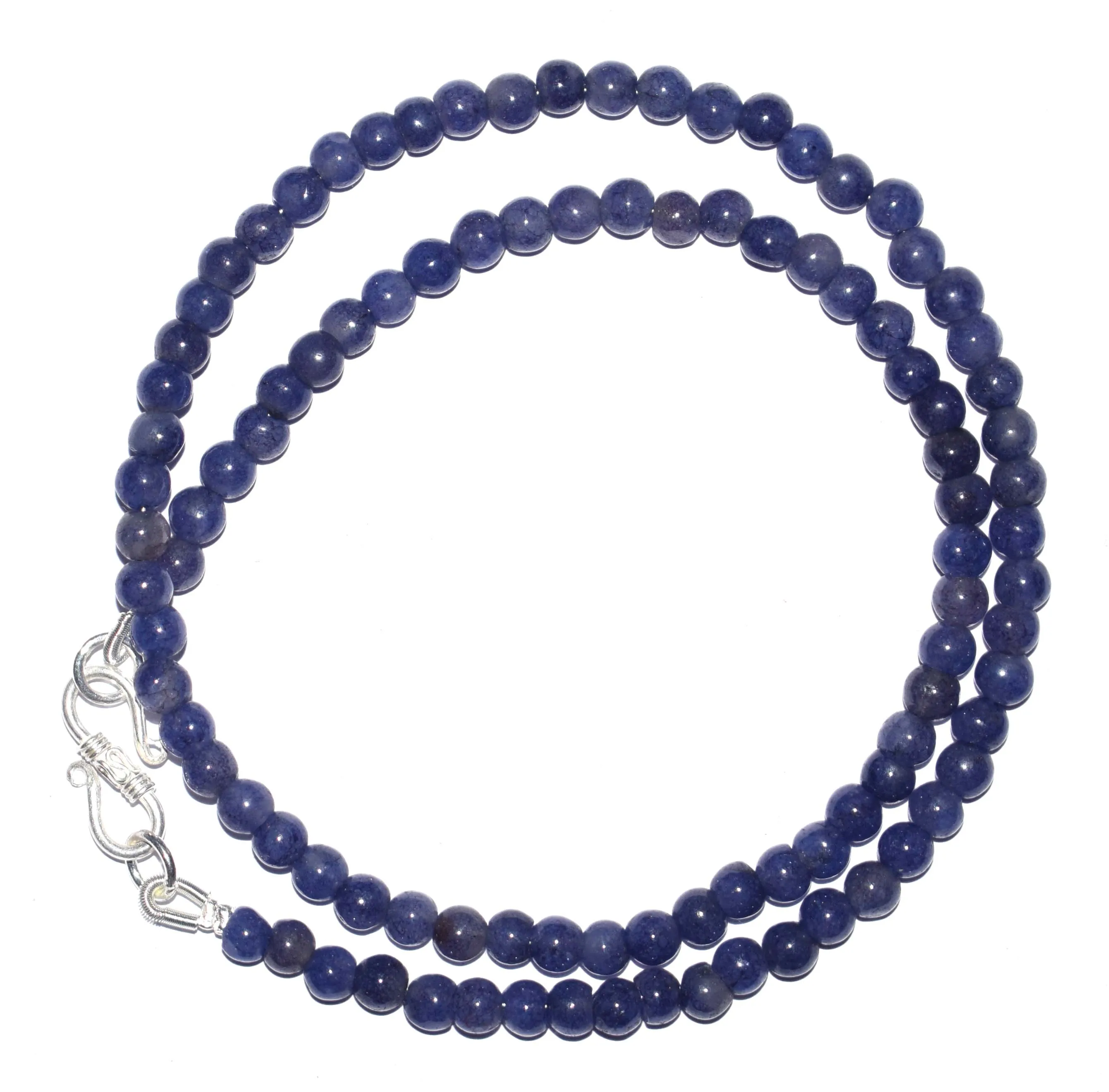 Красивое дизайнерское ожерелье из 925 стерлингового серебра с синим иолитовым драгоценным камнем 5 мм округлыми бусинами 18-дюймовым ожерельем оптовик для женщин
