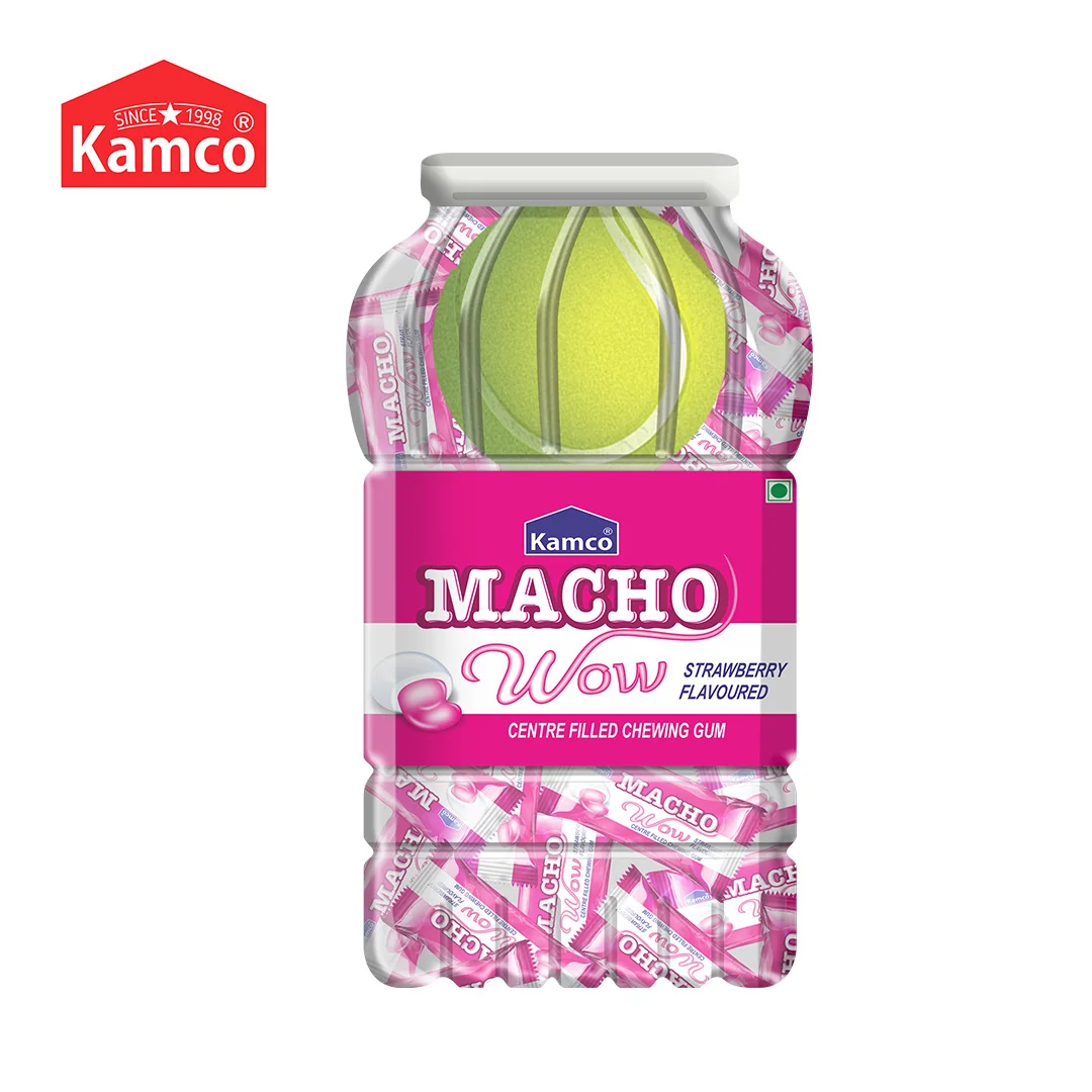 Export Quality Macho Pink Strawberry Center Filled Chewing Gum
