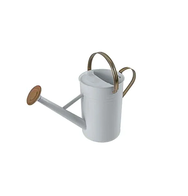 Metal Watering Can Powder Coat Long Neck Planting Pot Round Garden Watering Can With Gray Color Best Polished