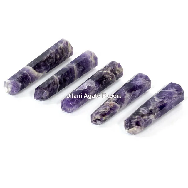 Natural Amethyst Cyrstal Wand 6-Faceted Tower Model with Healing and Stone Themes Mascot for Energy and Balance Crystal Crafts