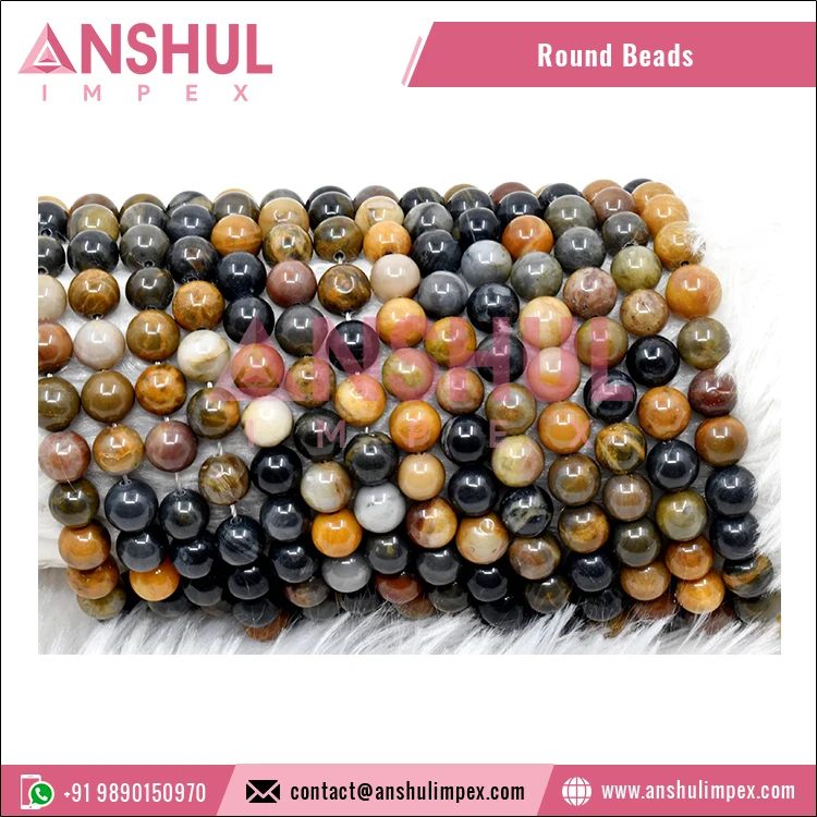 Top Quality Glossy Natural Stone Petrified Wood Custom 10mm Round Beads Loose Jewelry Beads for Bracelet Making