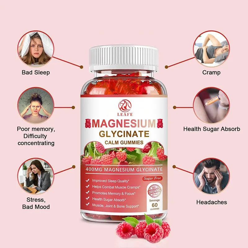 Calcium Potassium Magnesium Zinc Glycinate Gummies Vegan Sugar Free Magnesium Gummies For Calming Mood Digestive Support