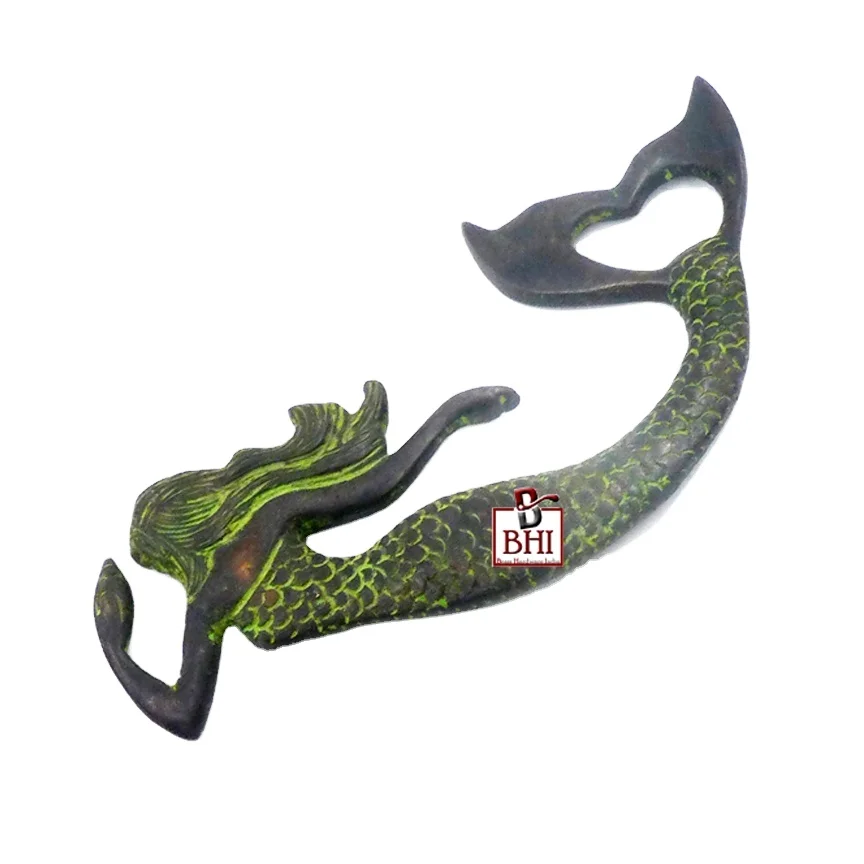 Mermaid Themed Brass Bottle Opener 175mm Manual Wine Beer Can Opener Stainless Glass Material Customizable Logo Kitchen Home