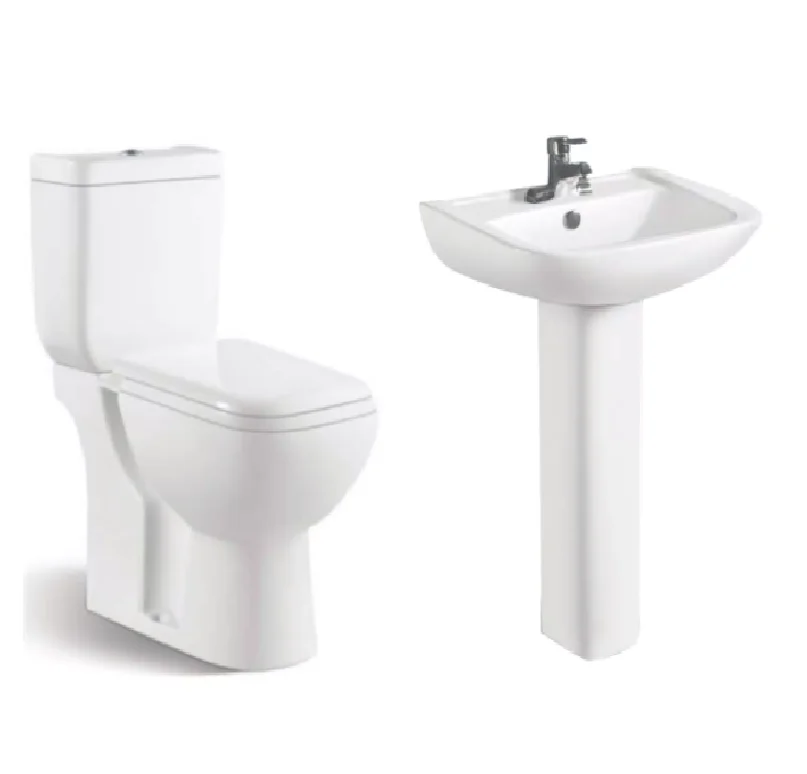 Square shaped Captiva Two piece wc & bathroom Sink set with dual flush in affordable price from an Indian Factory