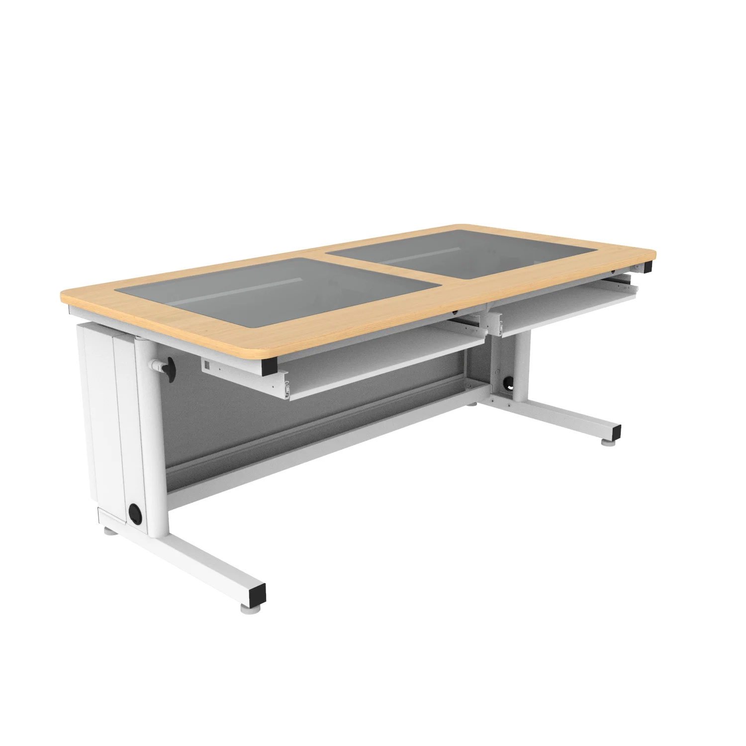 VersaDesk Downview Height-Adjustable Computer Table White/Maple