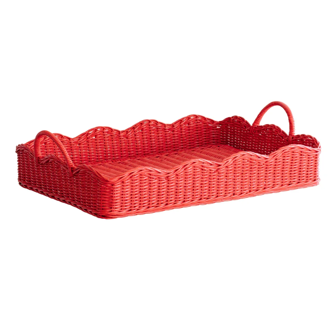Top Selling Natural Charming Rattan Scalloped Tray Home And Kitchen Decoration From Vietnam Wholesale