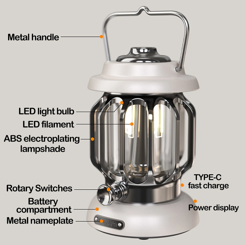 1000LM Powered LED Camping Lantern Waterproof 4 Light Modes Portable camping lantern