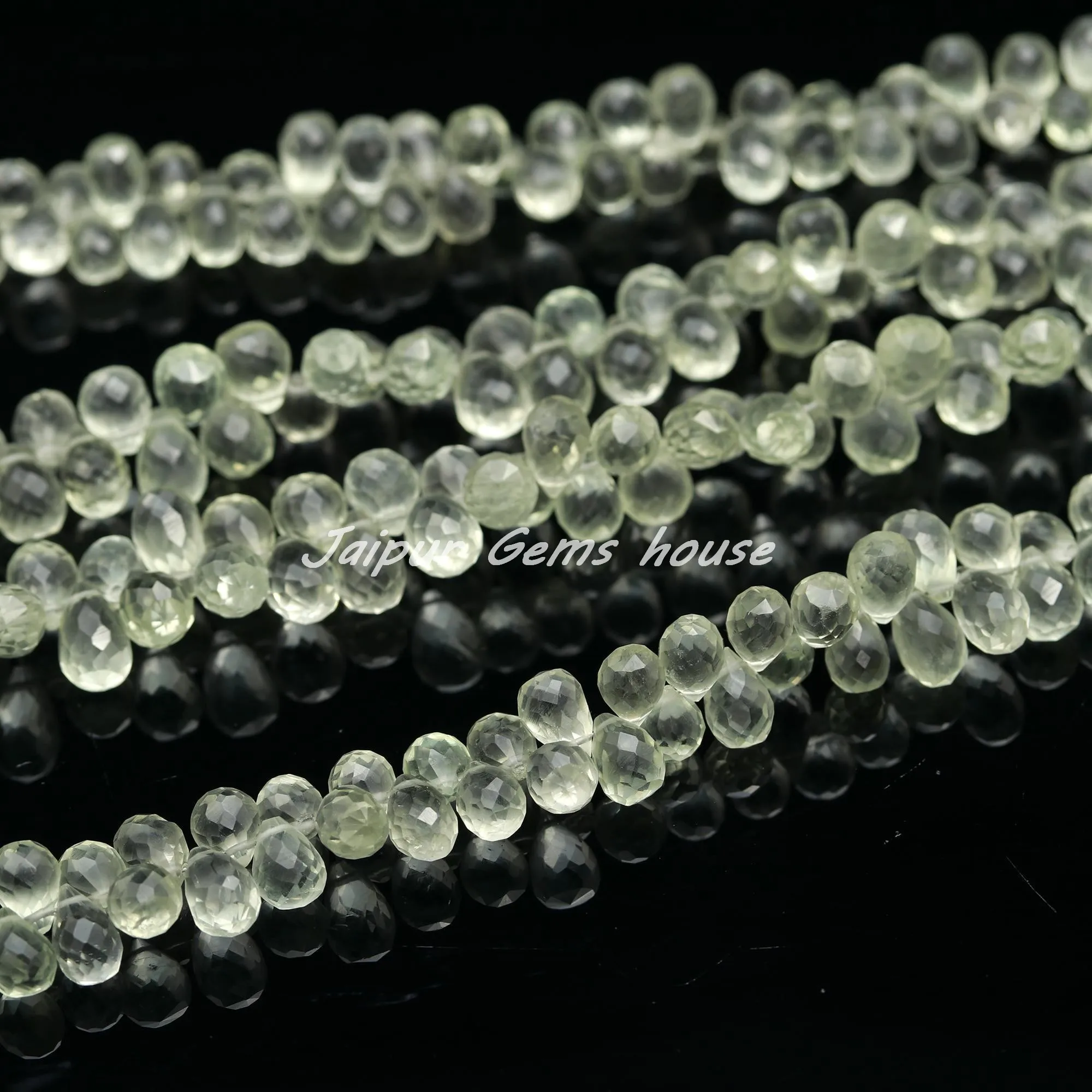 Top Quality Beautiful Natural Green Amethyst 5X7-6X8 mm Natural Amethyst Side Drilled Teardrops Gemstone Loose Beads for Jewelry