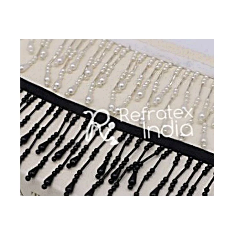 Good Quality Bead Fringes Lace Decoration White Red Tassel Fringe For Decorative at Best Price and Multi Color