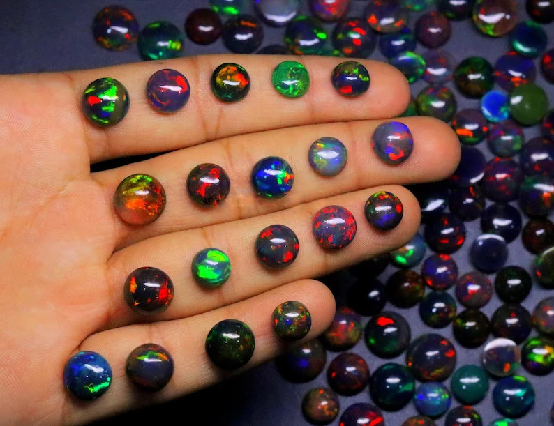 High Quality Multi Fire Black Opal Cabochon Natural Diamond Gemstone for Jewelry Making Polished Stone Lot Trusted Opal Supplier