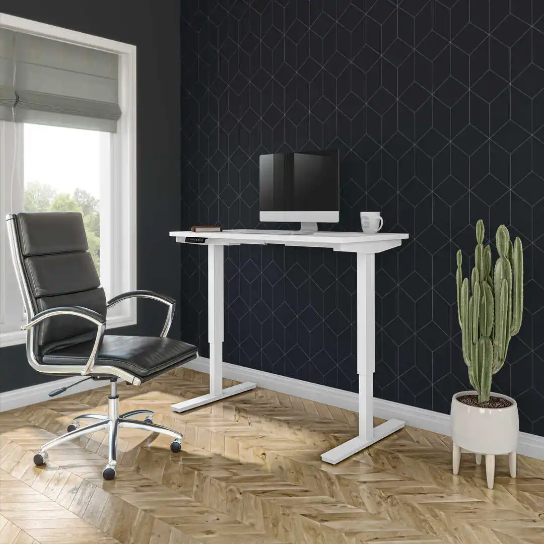 2022 Latest 3 Stage Economical Office furniture Automatic Electric Height Adjustable Standing desk Dual Motor Sit Stand Desk