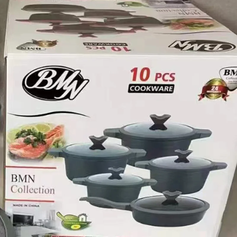 10-Piece Set of Aluminum Vacuum Flasks & Thermoses Non-Stick Pot Set with Rice Bowl and Braising Pan