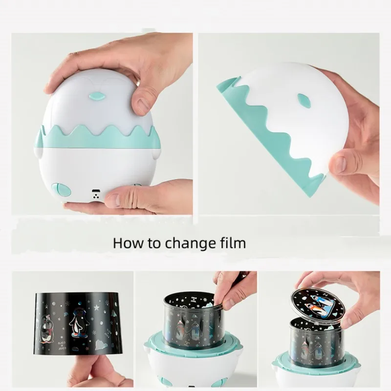 Bedroom 13 Lighting Effects Penguin Rotating Lamp Timer Led Multi Color Music Box Dimmable Light Bar With Remote Control