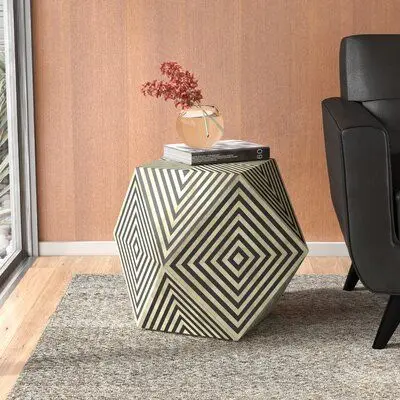 Graphic Bone Inlay Coffee Table Block Side chair Handmade Furniture Modern Stool Home Decor Corner Tables Hot Selling Amazon