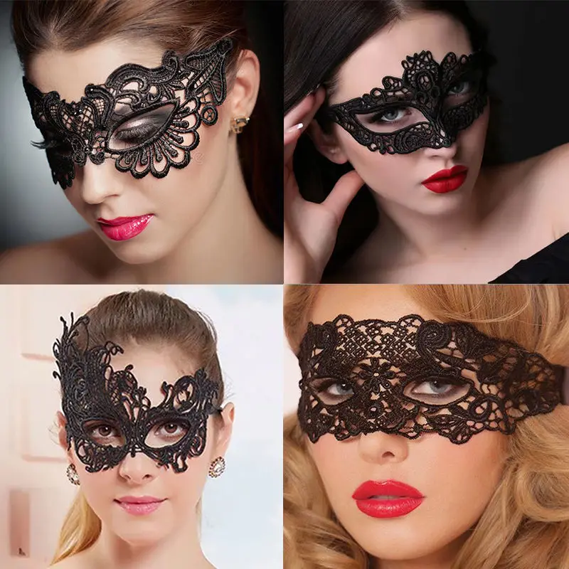 RTS High Quality Hot Sale Holiday Party Black Sexy Lace Cutout Eye Mask Sex Adult Play Costume