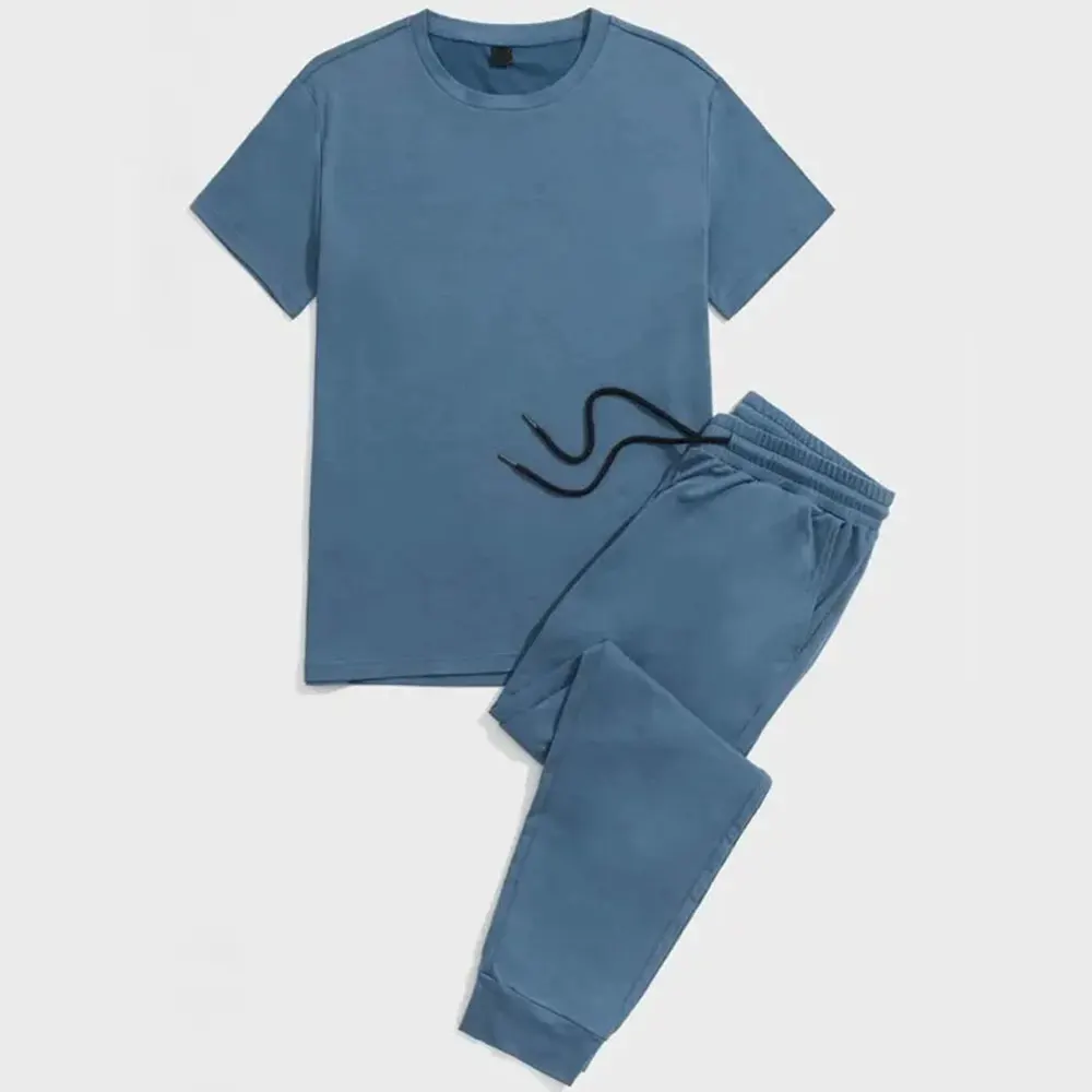 Wholesale Short Sleeve Top And Long Pants Set Men Tracksuit Set Summer Custom Mens Quick Dry Tshirt Tight Training Sports Clothe