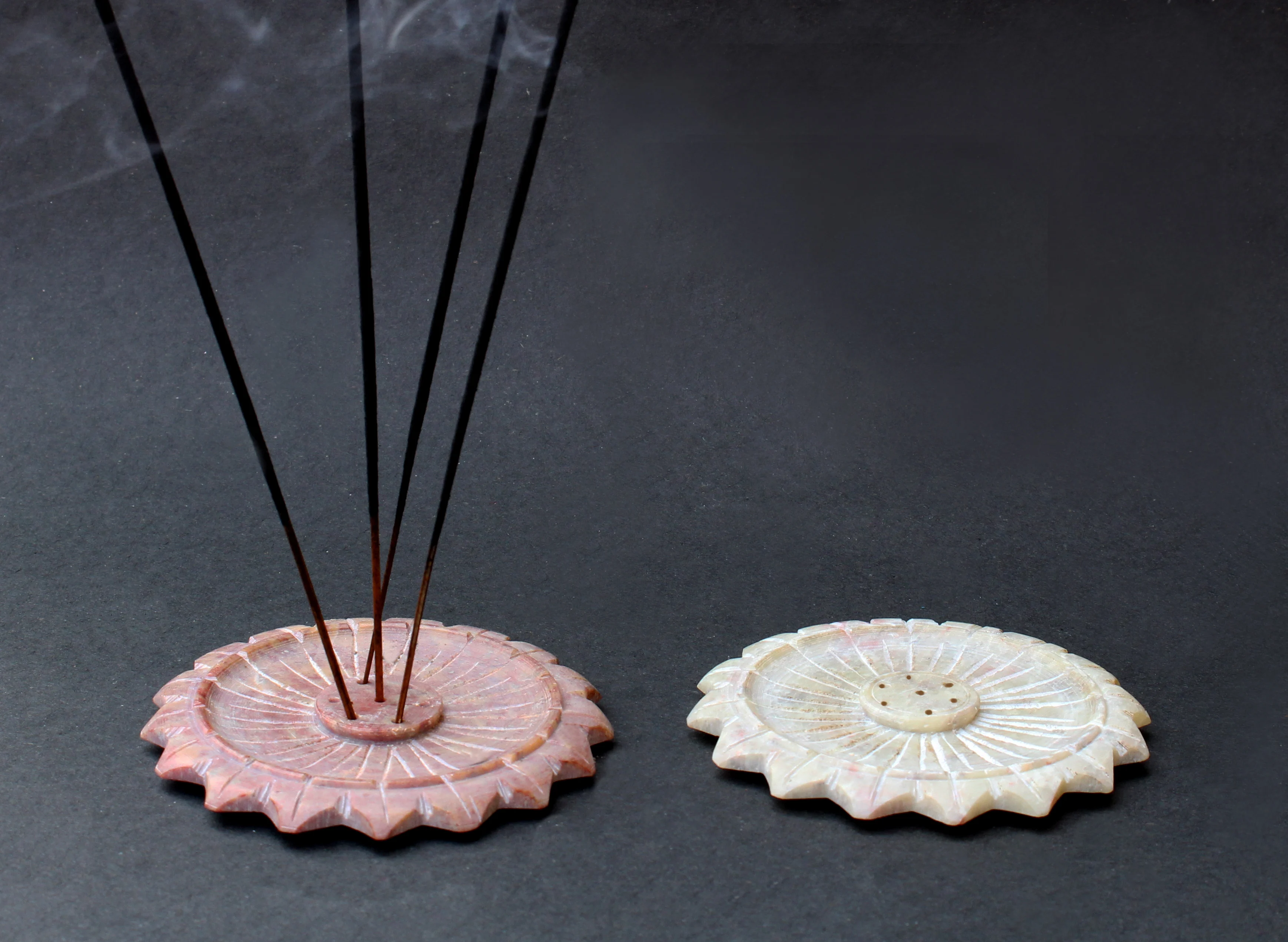 Indian Natural Stone Soapstone Hand made Round Incense Stand Incense Holder Incense Stick Holder Ash Catcher Resin Burner