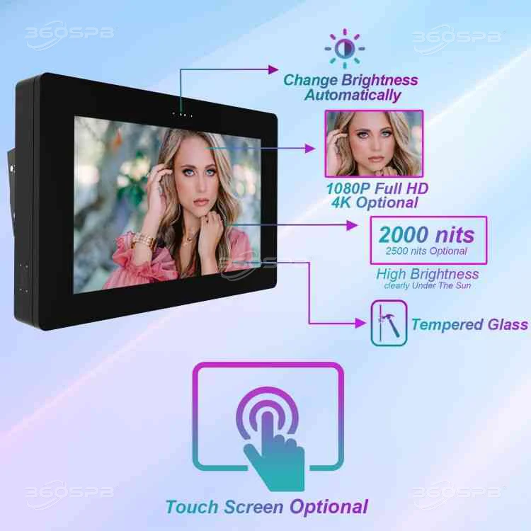 360SPB OWM75A 75 inch Outdoor Wall Hanging Digital Signage Advertising Machine For Mall Wall Mount Digital Signage