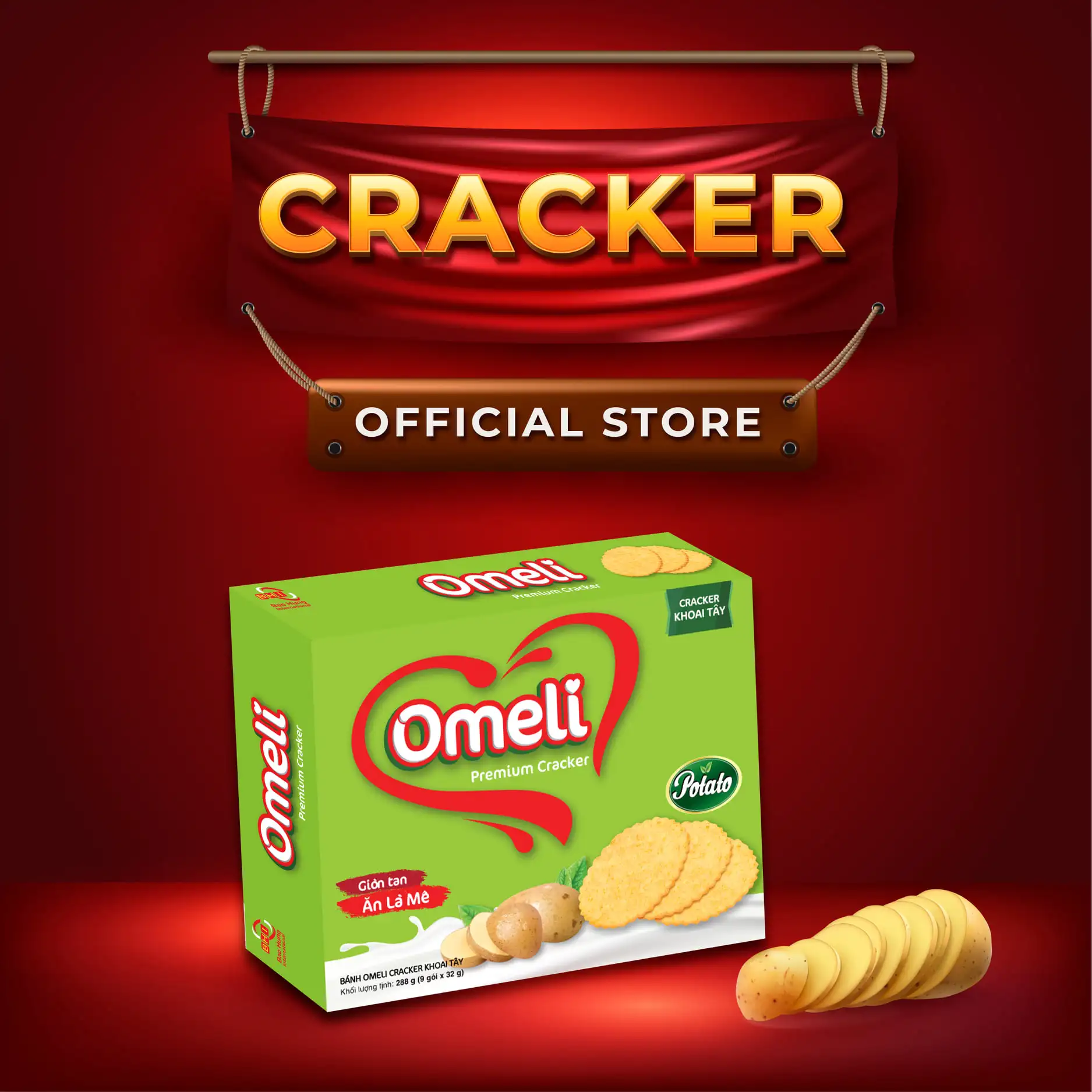 Potato Flavour Thin Cracker Omeli Brand Crispy Tasty Delicious Biscuits - in Paper Box or Tin Box Feature 128g/288g/400g