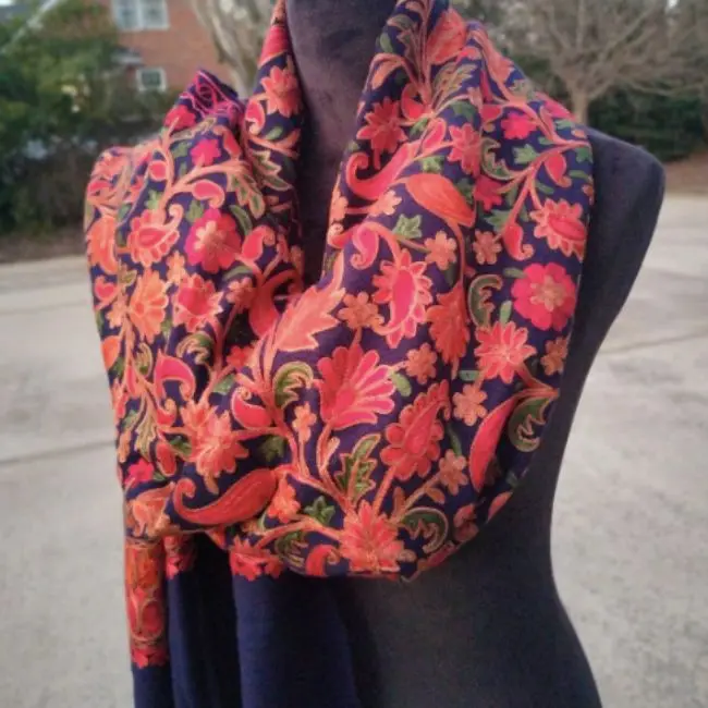 Kashmiri Shawl Embroidered Wrap, Wool Wrap Cashmere Shawl Hand Woven Shawls & Scarfs, Embroidered Handmade Indian Shawls Scarves