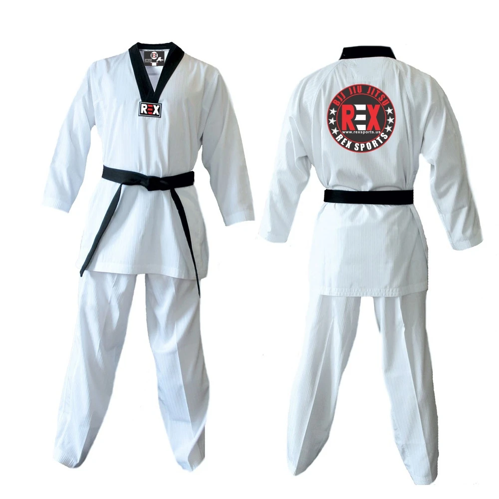 White Taekwondo Dobok Affordable Martial Arts Uniforms TKD Gi Pearl Weave Cotton Wholesale Judo Uniform Bjj Kimono Unisex Judogi