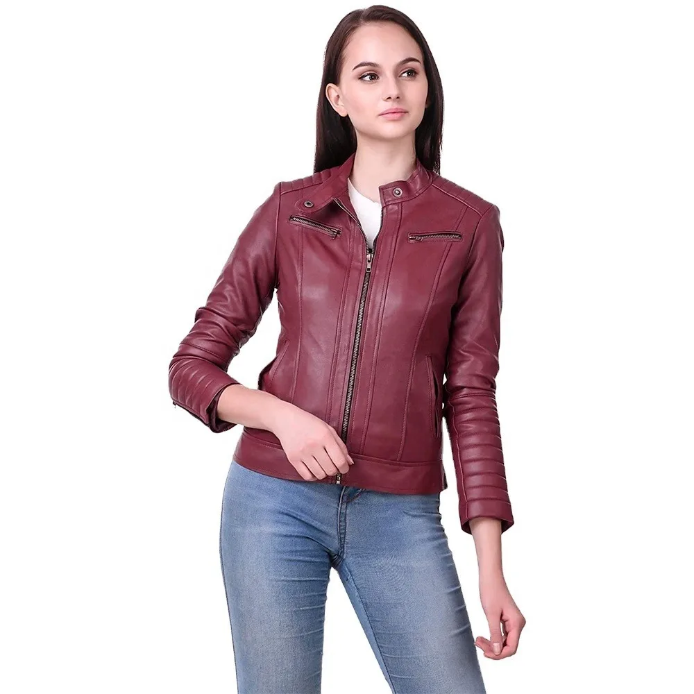 New Custom Cotton Design High Quality Women Leather Jackets Wholesale Price Women Leather Jacket Latest Style