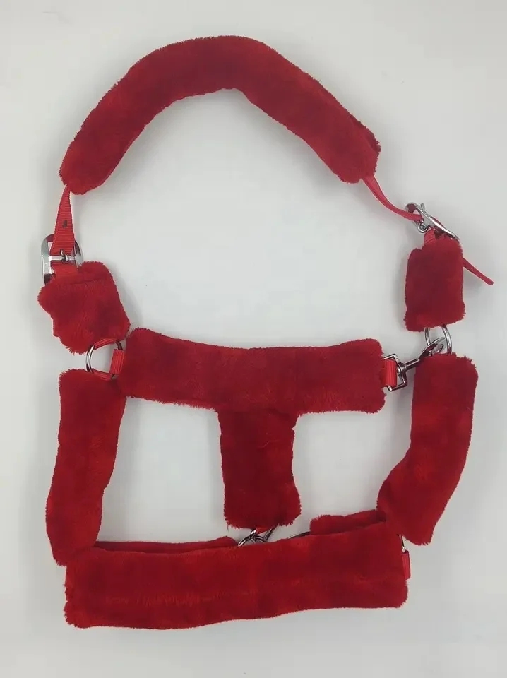 SMART NYLON HORSE HALTER  WITH MINK FUR COVERED , CUSTOMIZED HORSE HALTER , POLYPROPYLENE HORSE HALTER WITH MINK FUR COVERED