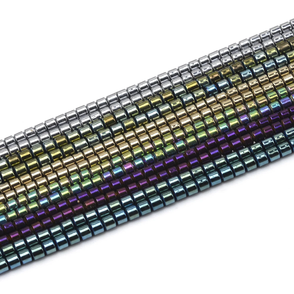 DIY Non Magnetic Column Plated Hematite jewelry Beads plated 2mm  Loose Strand Beads for Jewelry Bracelet Making