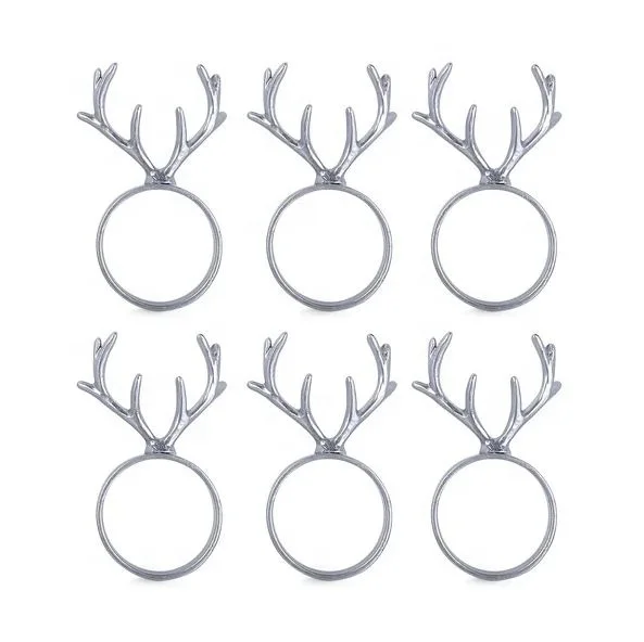 Exclusive Metal Antler Design Set Of 6 Napkin Ring For Dinner Placement Table Cape Setup Banquet Holiday Theme Party Use