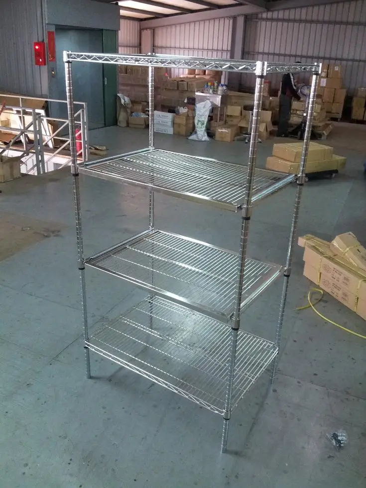 Chrome-Plated Wire Shelving Cart ESD Push Cart Wire Shelf Rack