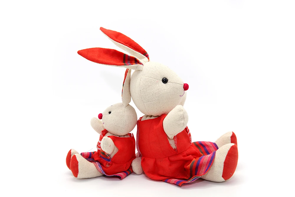 Wholesale Best Price Lovely Cute Design Vietnam Toys PP Cotton Filling Small Rabbit with Traditional Thai Brocade Patterns