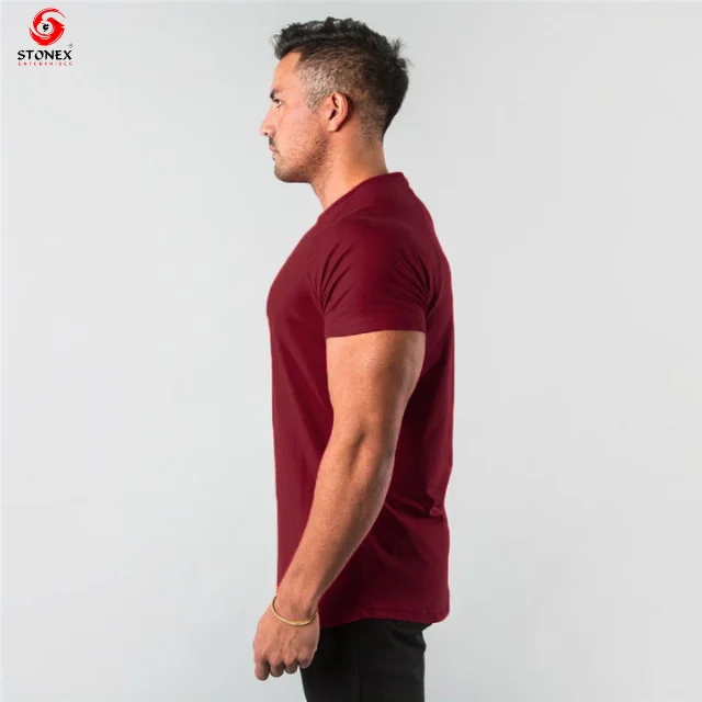Wholesale Plain Tops Fitness Mens T Shirt Short Sleeve Muscle Joggers Bodybuilding T Shirt Male Gym Clothes Slim Fit Tee Shirt