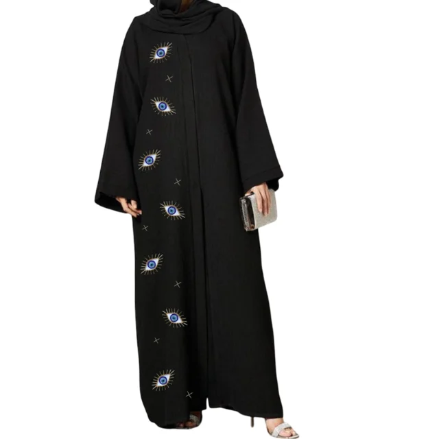 New Arrival Kimono Abaya Wear Muslim Dress Open Abaya Islamic Luxury Clothing Women Casual Summer Evil Eye High Quality Abaya