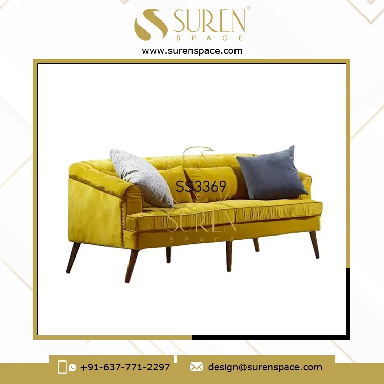 Indian Exporter of Superior Quality Unique Designer Luxurious Velvet Material 3 Seater Sofa Available at Affordable Price